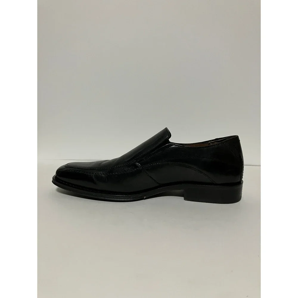 Johnston & Murphy Mens 10M Black Leather Square Toe Slip On Loafers 20-6241